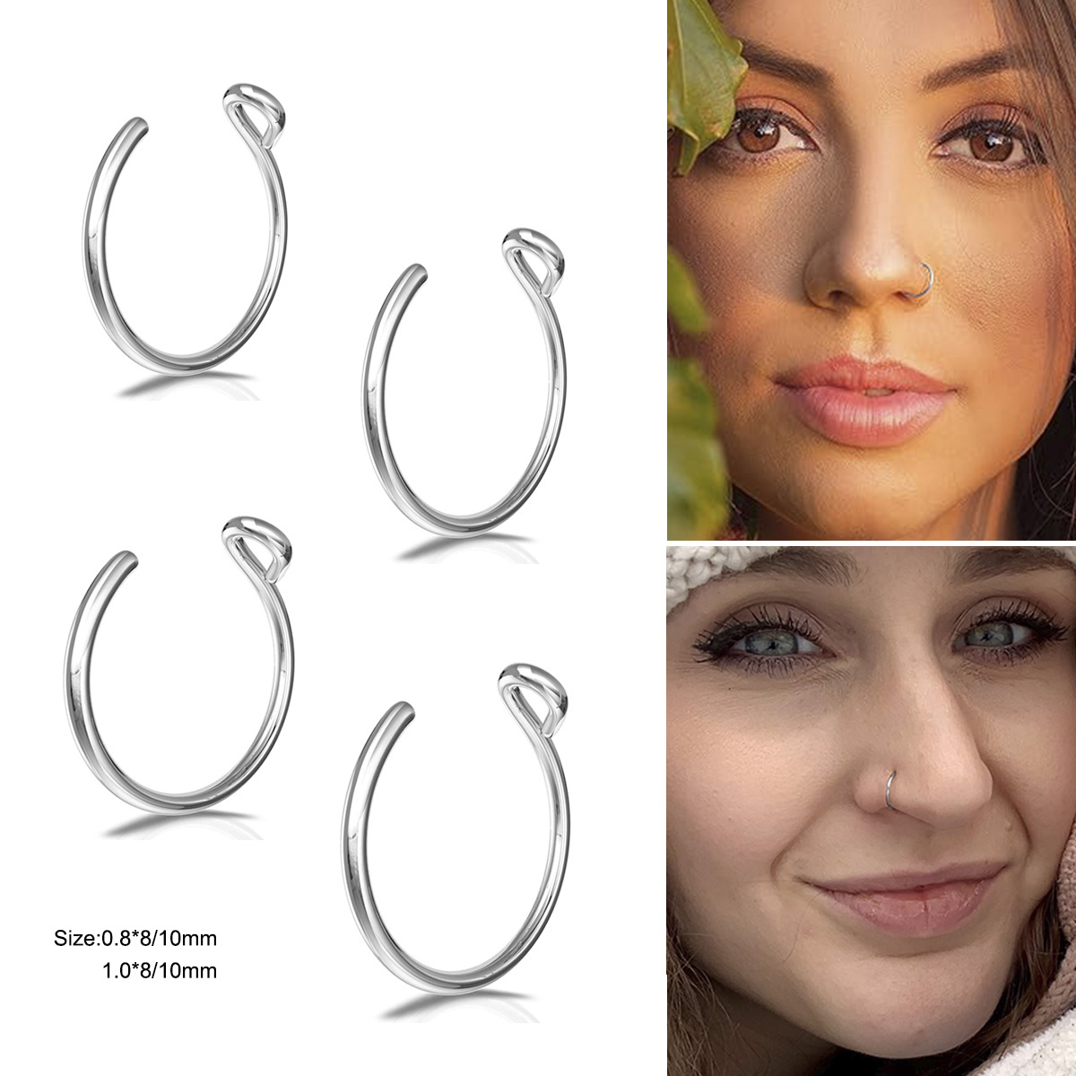 Body Jewelry Types - قطعتان من حلقات الأنف المصنوعة من