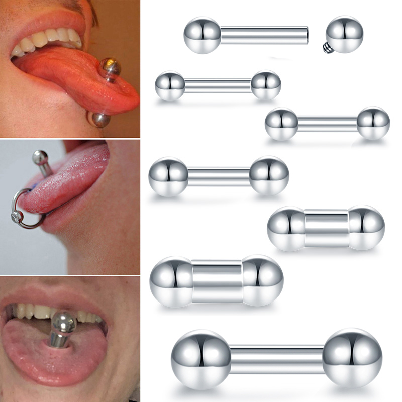 Tongue Barbell Straight - 1 قطعة الصلب حجم كبير التناسلية