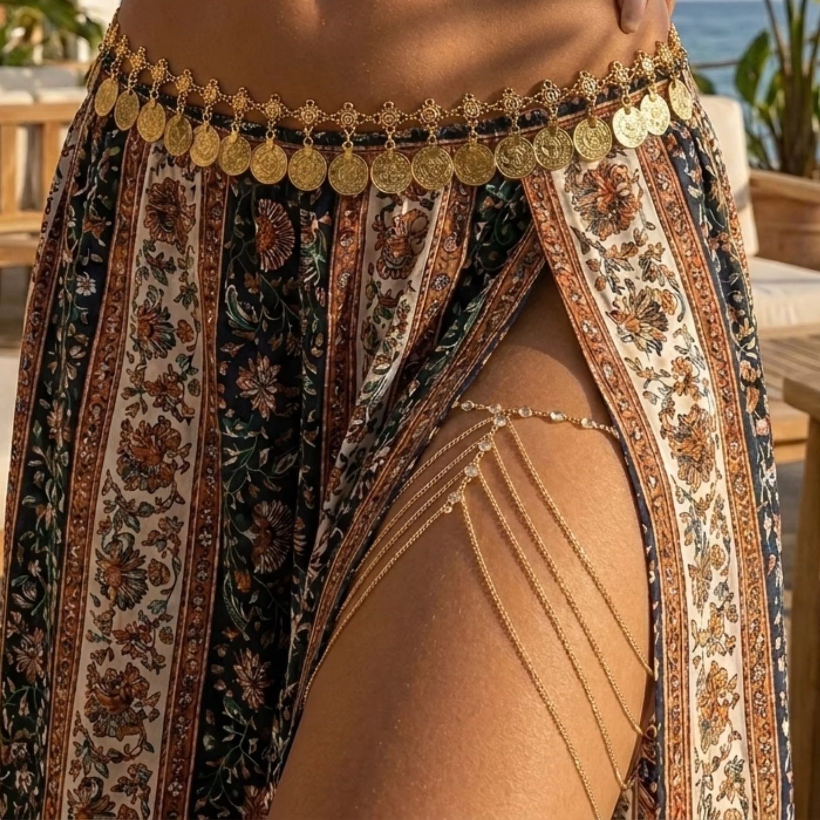 Body Jewelry Leg Chain - سلسلة ساق متعددة الطبقات من الخرز