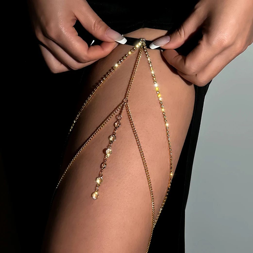 Body Jewelry Leg Chain - مثير لامعة كريستال متعدد الطبقات شرابة