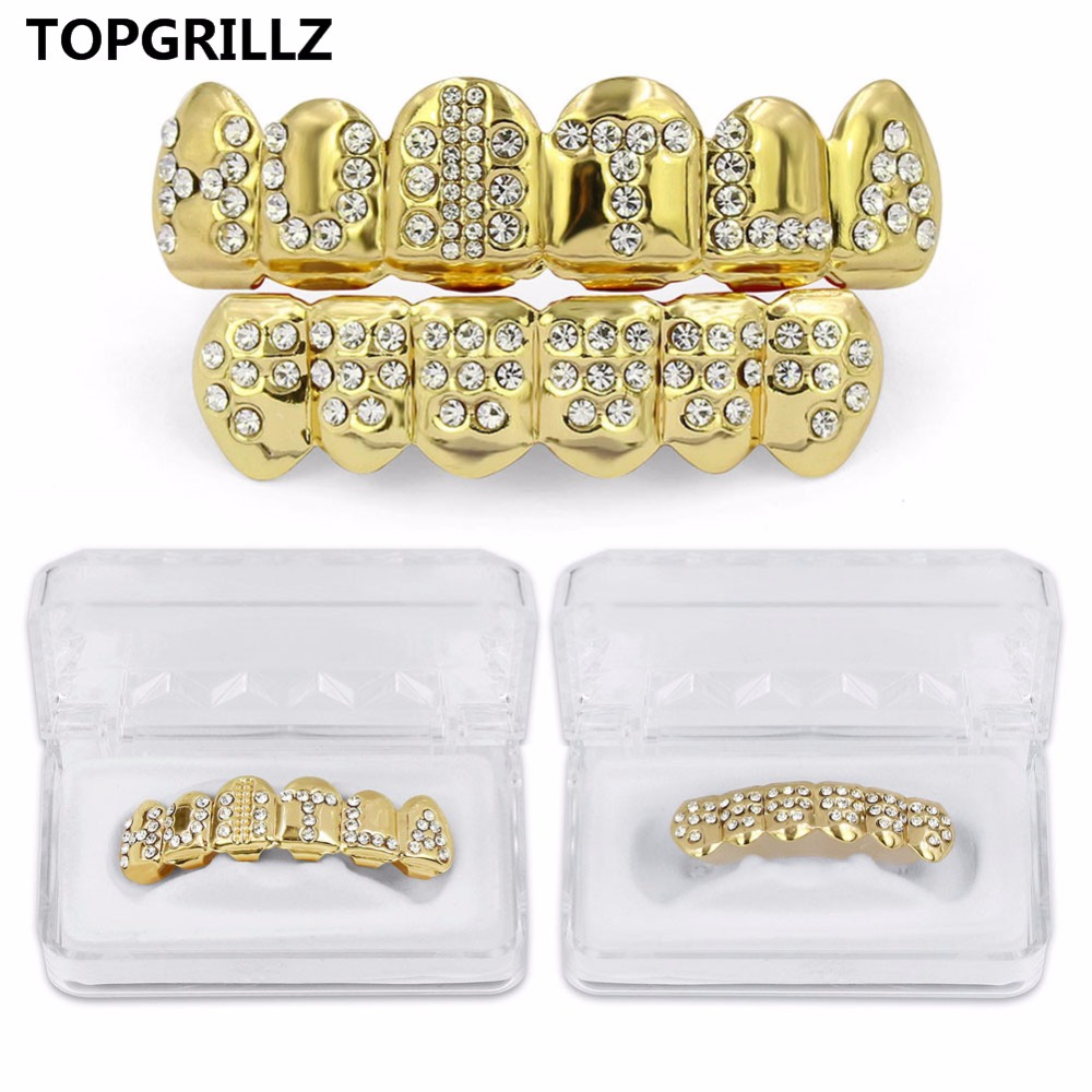 Body Jewelry Lot - TOPGRILLZ الذهب اللون مطلي مثلج خارج