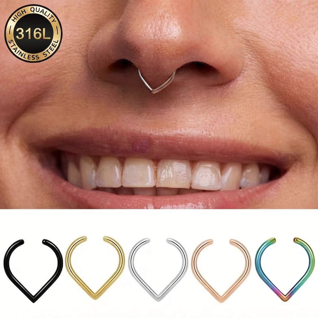 Body Jewelry And Earrings - 5 قطع من حلقات الأنف المزيفة
