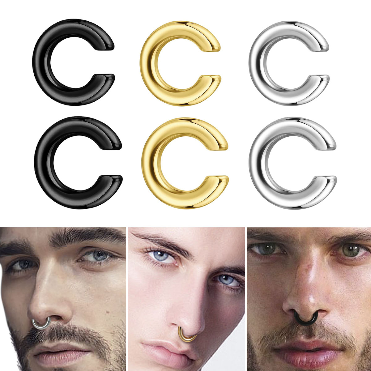 Body Jewelry And Earrings - 1 قطعة مبالغ فيها c-شكل غير