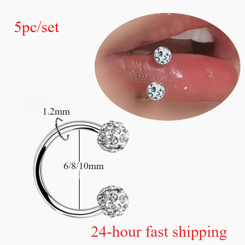 Body Jewelry Types - 5 قطعة الفولاذ المقاوم للصدأ حجر