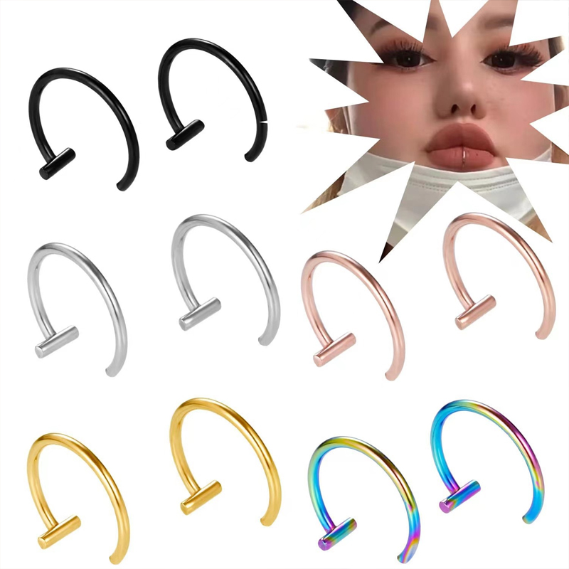 Body Jewelry And Earrings - حلقات شفاه من الفولاذ الجراحي 18G،