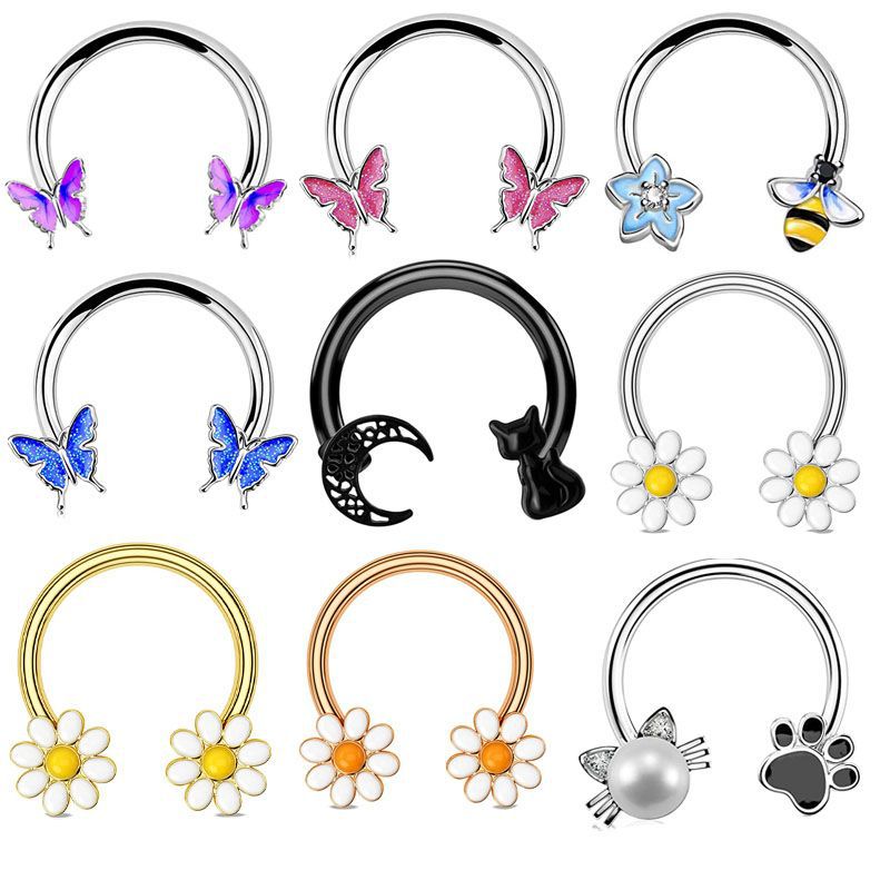 Body Jewelry And Earrings - حلقات أنف وآذان من الفولاذ الجراحي