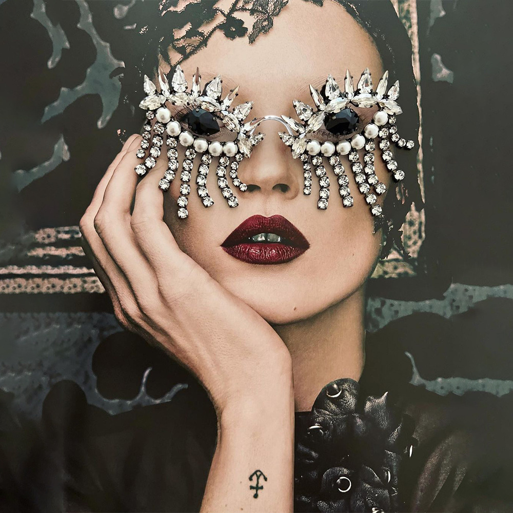 Body Jewelry Y2K - إطار نظارات Stonefans-Tassel للنساء ، إكسسوارات