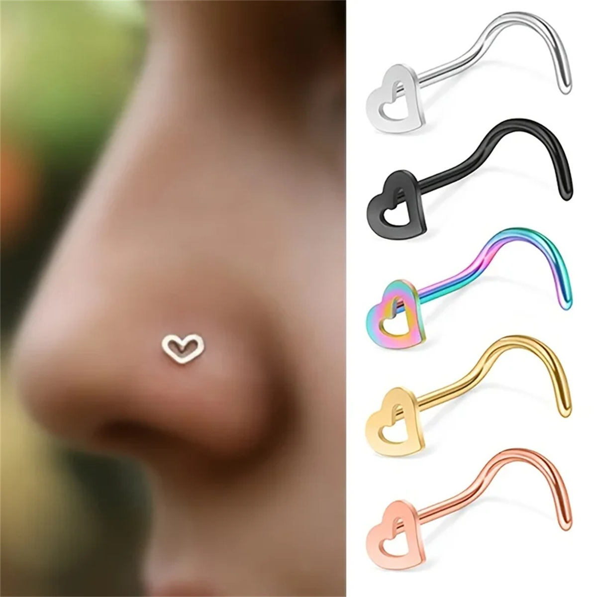 Body Jewelry Types - إيفيسبول 5 قطع من حلقات الأنف