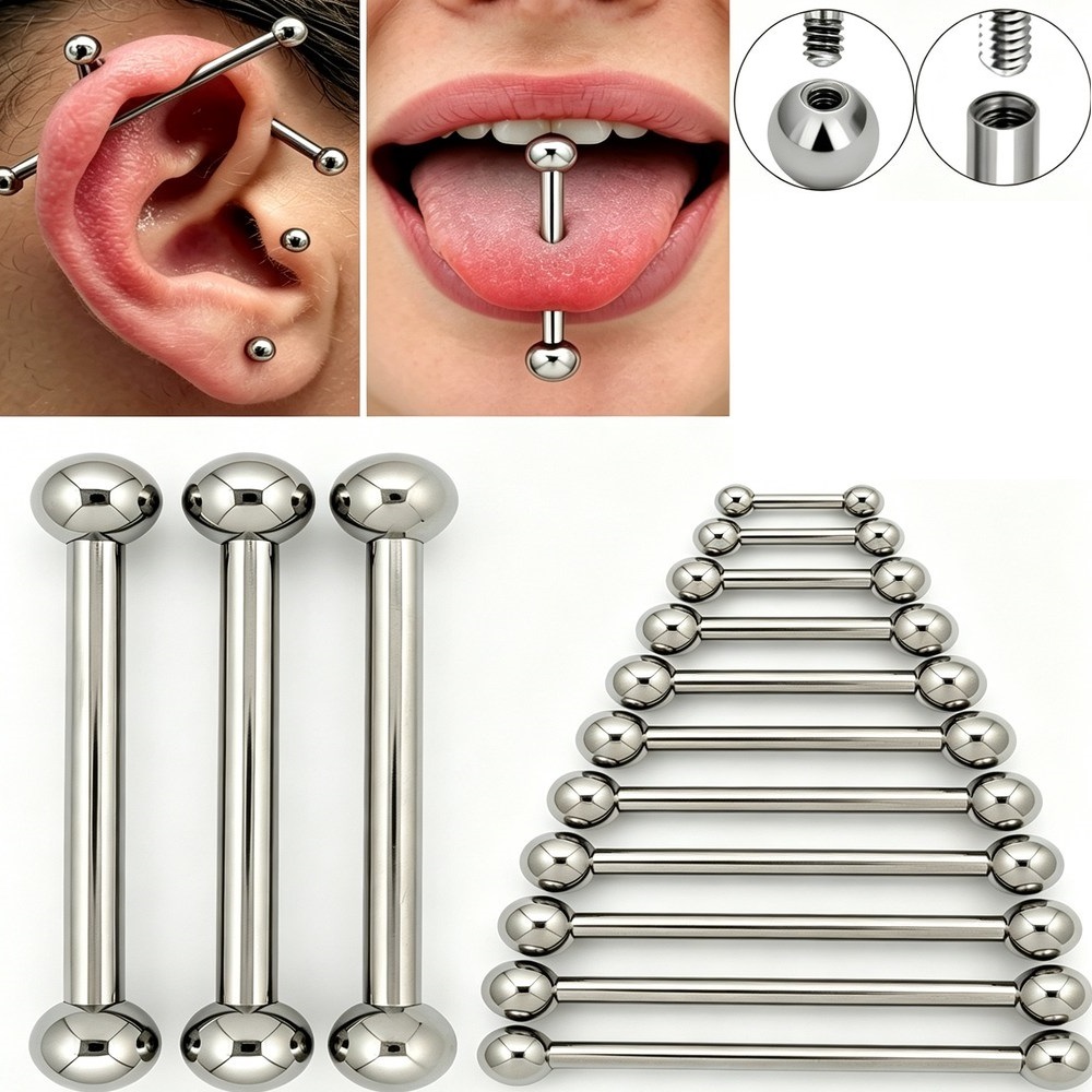 Tongue Barbell Straight - مجوهرات ثقب الجسم من التيتانيوم G23