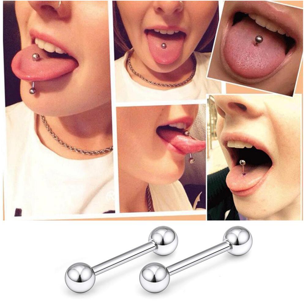 16pcs / مجموعة 14G الفولاذ الم - مراجعة Tongue Barbell Straight وسعره