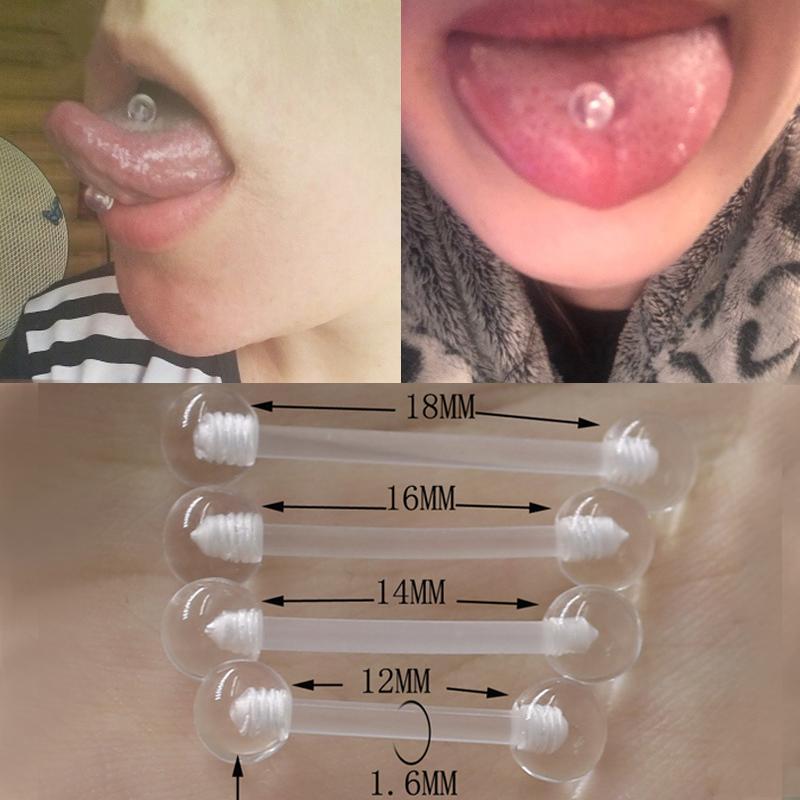 16pcs / مجموعة 14G الفولاذ الم - مراجعة Tongue Barbell Straight وسعره