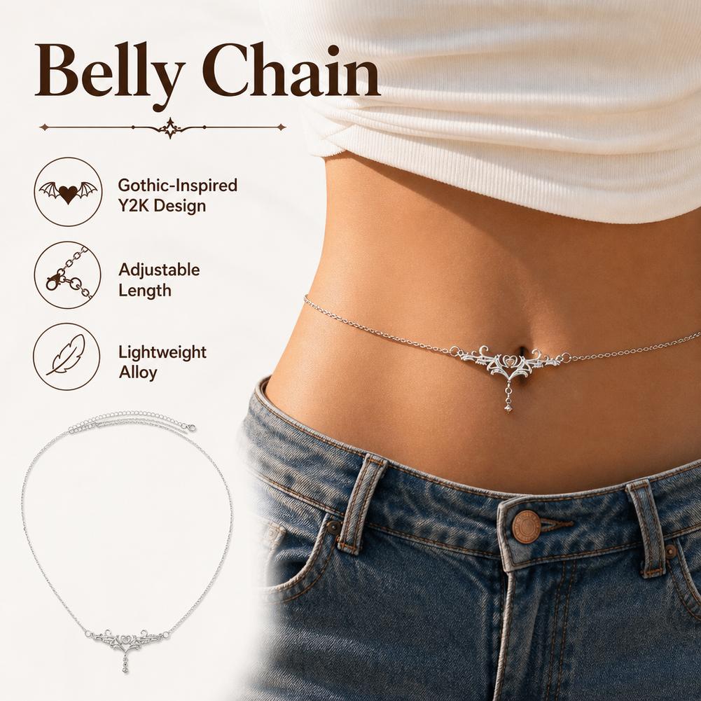 سلسلة خصر معدنية بتصميم قلب شر - مراجعة Body Jewelry Y2K وسعره