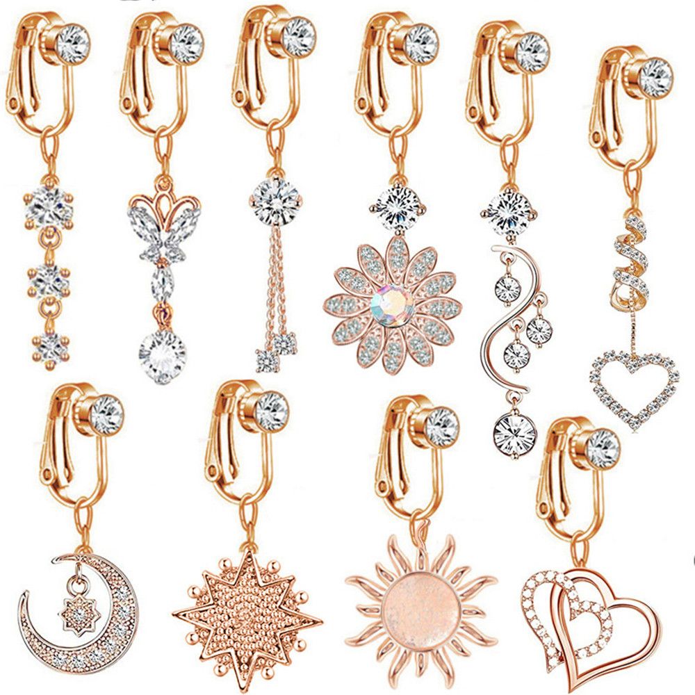 مشبك أذن على شكل حلقة سرة البط - مراجعة Body Jewelry And Earrings وسعره