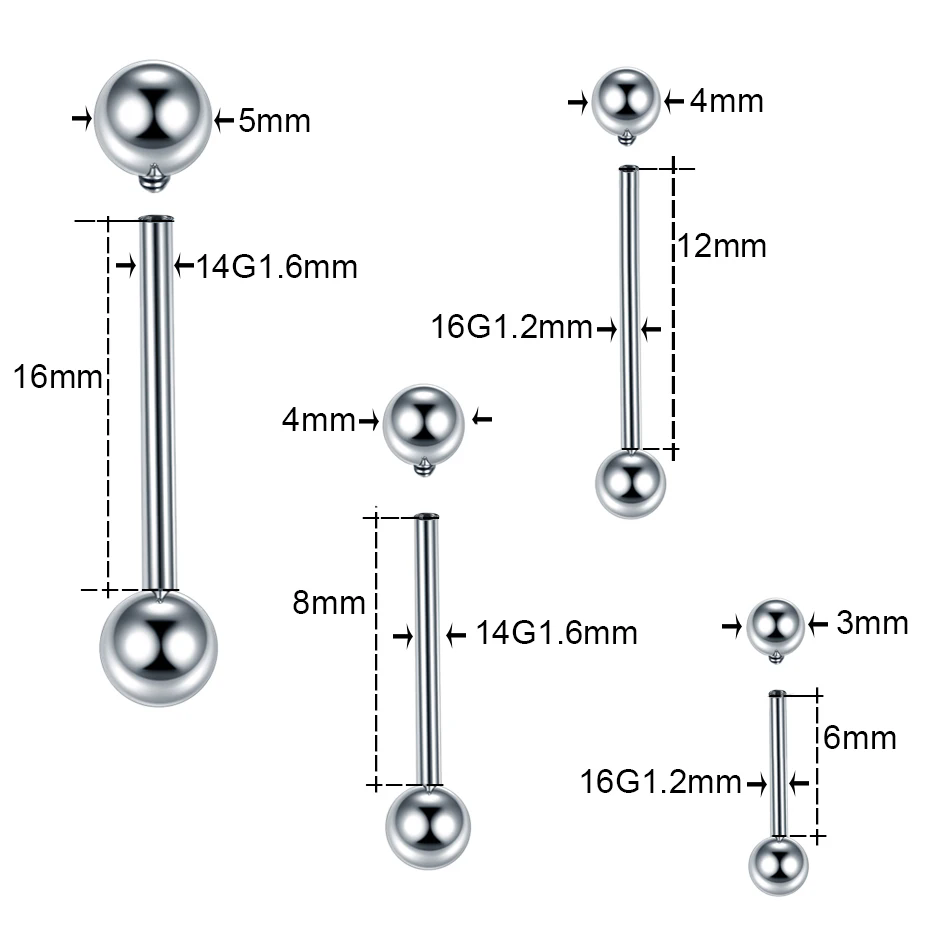 ASTM F136 التيتانيوم الصناعية  - مراجعة Tongue Barbell Straight وسعره