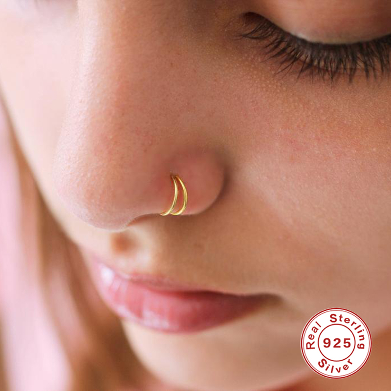 Aide-خواتم أنف مزدوجة من الفضة - مراجعة Body Jewelry Types وسعره