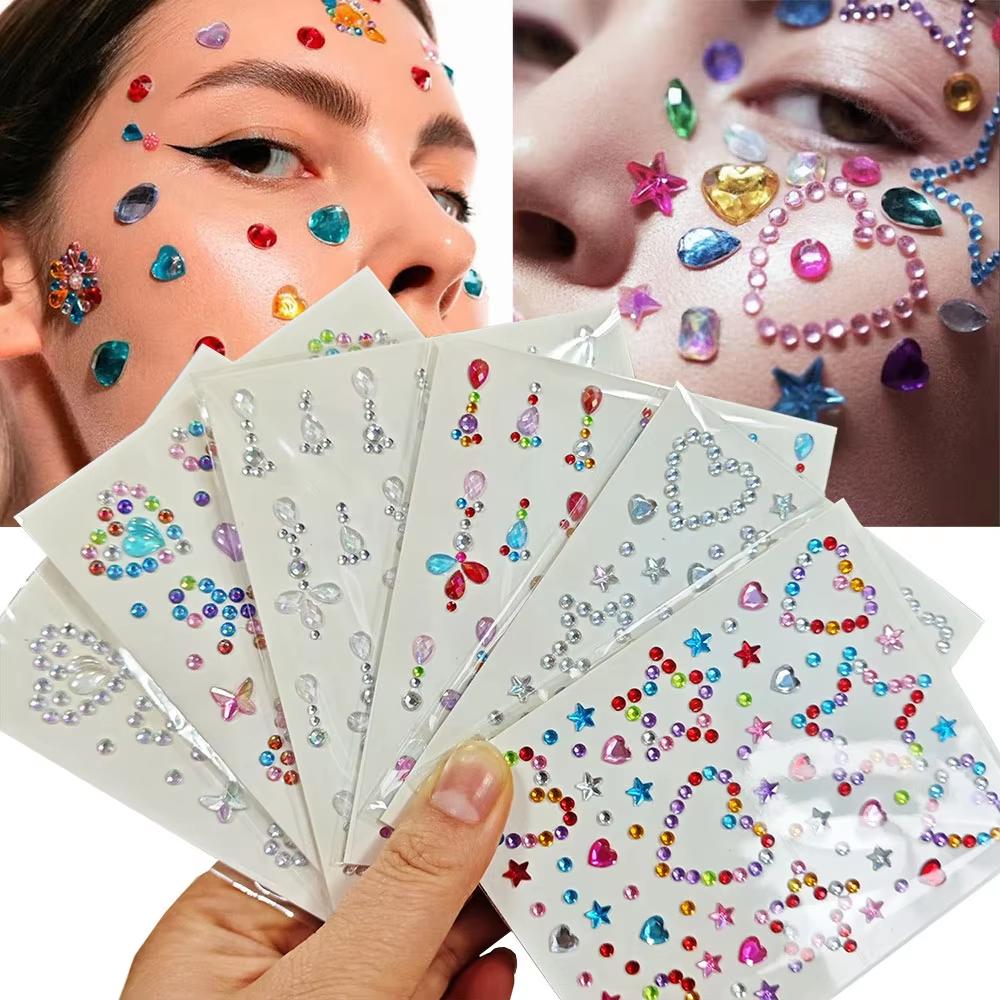 1 ورقة ملونة القوس / نجمة / قل - مراجعة Body Jewelry Stickers وسعره
