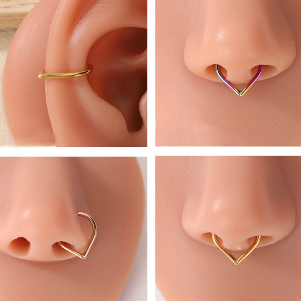 5 قطع من حلقات الأنف المزيفة ا - مراجعة Body Jewelry And Earrings وسعره