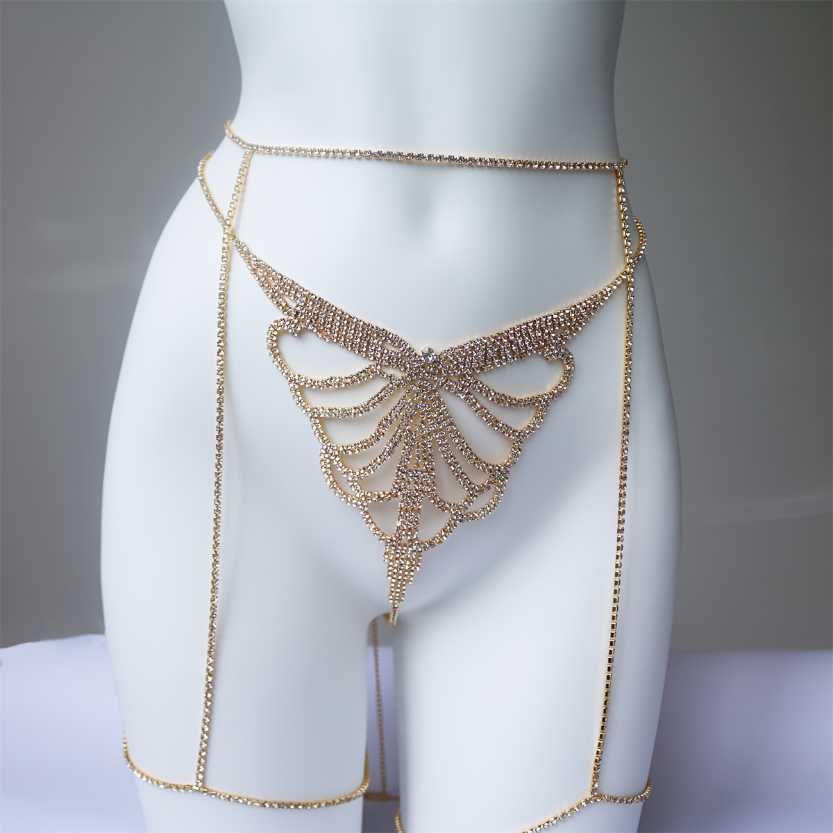 سلسلة خصر متألقة بحجر الراين م - مراجعة Body Jewelry Leg Chain وسعره