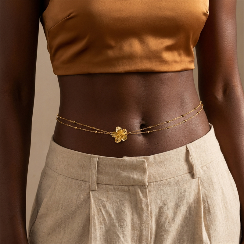 سلاسل بطن بسيطة ذات طبقتين للن - مراجعة Body Jewelry Y2K وسعره